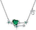 wholesale 925 Sterling Silver Green Heart-Shaped Emerald & Cubic Zirconia 12 Constellations Pendant Necklace for Women and Moms-0-0