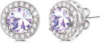 wholesale 925 Sterling Silver Austrian Crystal Birthstone Studs Earrings Hypoallergenic  Halo Gift for Her-June