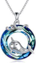 wholesale TOUPOP Narwhal Necklace Sterling Silver Crystal Narwhal Jewelry Tiny Silver Whale Necklace Love Gift For Women -0-0