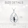 TOUPOP Sterling Silver & Stone Black Cat Necklace Jewelry Gift for Cat Lovers-0-3