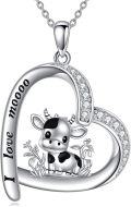 wholesale 925 Sterling Silver Heart Pendant Necklace w/ 3D Squirrel Charm & Cubic Zirconia Stones - Gifts for Girls and Women-0-0