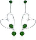 wholesale 925 Sterling Silver Heart-Shaped Green Jade Drop Dangle Stud Earrings for Women Gifts for Mom and Wife-0-0