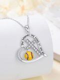 wholesale 925 Sterling Silver Softball Heart Cross Pendant Necklace for Women-0-2