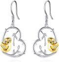 wholesale 925 Sterling Silver Hypoallergenic Sloth Heart-Shaped Drop Earrings for Women and Girls-0-0