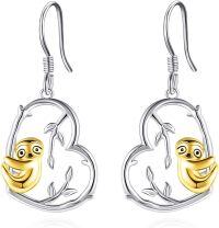 wholesale 925 Sterling Silver Hypoallergenic Sloth Heart-Shaped Drop Earrings for Women and Girls-Sloth-B