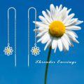 wholesale 925 Sterling Silver Yellow Stone Daisy Flower Threader Dangle Earrings 925 Jewelry for Women Girls Gift Idea Minimalist Fashion Accessories Lightweight Hypoallergenic Nickel Free Safe Made in USA-0-2