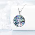 wholesale 925 Sterling Silver Tree of Life Pendant with Abalone Shell and Rose Gold Cat Charm Necklace-0-3