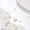wholesale 14K Gold Small Cross Pendant Chain Necklaces Minimalist Religious  for Girls and Women-0-3