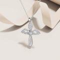 wholesale 925 Sterling Silver with 14k Gold Plating and Moissanite Angel Wing Cross Pendant Necklace - 18+2 inch Chain-0-3