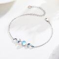 wholesale 925 Sterling Silver Blue Moonstone Leaf Design Charm Bracelet for Women's Gifts-0-2