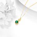 wholesale 14K Gold Round Cut Green Stone Necklace - Valentines Day Gifts for Her-0-3