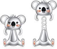 wholesale 925 Sterling Silver Hypoallergenic Cute Koala Bear Stud Earrings for Women Girls  6mm Diameter-Koala