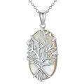TOUPOP 925 Sterling Silver Mother Of Pearl Tree Of Life Pendant Necklace-0-0