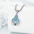 wholesale 925 Sterling Silver Triquetra Celtic Knot with Turquoise and Emerald Heart Claddagh Pendant Necklace-0-1