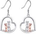wholesale 925 Sterling Silver Animal Family Heart-Shaped Dangle Drop Earrings for Women-0-0