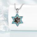 wholesale 925 Sterling Silver and Turquoise Star of David Pendant Necklace - Jewish -0-1