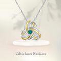 wholesale TOUPOP Christmas Gifts For Women Love Knot Necklace For Women S925 Gold Plated Charm Necklace With Emerald Green Zircon Irish Gifts For Mom Celtic Knot Jewelry For Friends Birthdays Gifts For Nurse -0-2