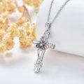 wholesale 925 Sterling Silver Cross with Honeybee and Flower Charm Pendant Necklace for Women Girls  45cm Chain Length-0-1
