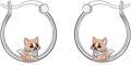 wholesale 925 Sterling Silver Fox Hoop Earrings - Cute Animal  for Her-0-0