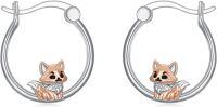 wholesale 925 Sterling Silver Fox Hoop Earrings - Cute Animal  for Her-small fox hoop earrings