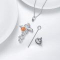 wholesale 925 Sterling Silver Cross with Orange Daisy and Butterfly Charm Cremation Jewelry Urn Necklace for Ashes Keepsake Pendant-0-3