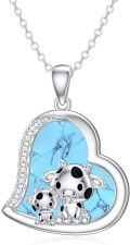wholesale Sterling Silver Stone Cute Animal Pendant Necklace for Couples Sister Daughter Mother Birthday Gift-0-92