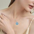 wholesale 925 Sterling Silver Compass Pendant Necklace With Turquoise Zircon Platinum Plated-0-8
