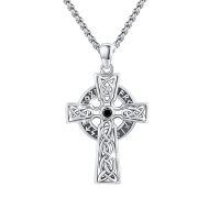 wholesale 925 Sterling Silver Celtic Knot Cross Pendant with Black Onyx Gemstone Norse Valknut Amulet Necklace for Men & Women -Celtic Cross