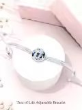 TOUPOP Sterling Silver Blue Crystal Tree Of Life Bracelet For Women-0-5