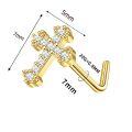 wholesale 14k Solid Gold Cross Nose Studs with 20 Gauge Diamonds for Women Men-0-1