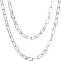wholesale Sterling Silver Gold Plated Paperclip Chain Necklace 18 26 -26 Inch White Gold Plated-5mm