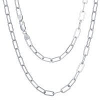 wholesale 925 Sterling Silver Gold Plated Paperclip Chain Necklace 18 26-26 Inch White Gold Plated-5mm