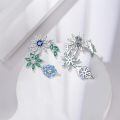 wholesale 925 Sterling Silver Snowflake Stud Earrings with Blue and Green Gems for Women-0-3