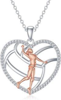 wholesale 925 Sterling Silver Heart-Shaped Ballet Dancer Pendant Necklace for Women and Girls-volleyball