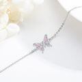 wholesale 925 Sterling Silver Pink Opal Butterfly Charm Bracelet Adjustable s for Women-0-2