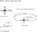 wholesale 925 Sterling Silver Purple Stone Cross Charm Bracelet - Religious Gifts for Her-0-2