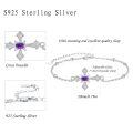 wholesale 925 Sterling Silver Purple Stone Cross Charm Bracelet - Religious Gifts for Her-0-2