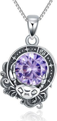 wholesale Metal Stone Zodiac Necklace Constellation Pendant Horoscope Gift for Women-Cancer(June)