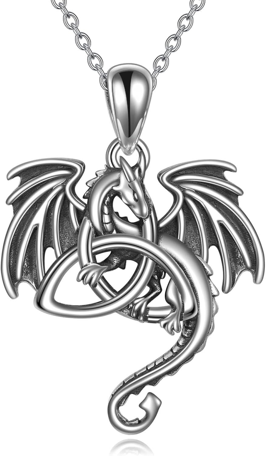 Sterling Silver Crystal Dragon Necklace Jewelry-0-1