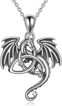 wholesale 925 Sterling Silver Crystal Dragon Pendant Necklace Jewelry-Style 4-Celtic Knot