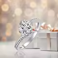 TOUPOP Sterling Silver D Color Vvs1 Moissanite Rings-0-5