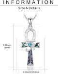 wholesale 925 Sterling Silver Egyptian Cross Turquoise Abalone Shell Pendant Necklace-0-4