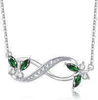 wholesale Sterling Silver Birthstone Infinity Butterfly Necklace for Women Gift for Mom Wife-Green Butterfly Necklace