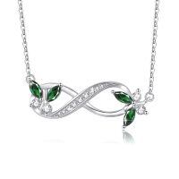 wholesale 925 Sterling Silver Birthstone Infinity Butterfly Necklace for Women Gift for Mom Wife-Green Butterfly Necklace