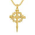wholesale 925 Sterling Silver & Gold-Plated Black Christian Cross Necklace  - 22 + Extender-0-5