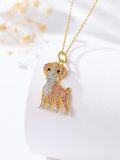 wholesale 925 Sterling Silver Gold-Plated Cubic Zirconia Dog Pendant Necklace for Dog Lovers-0-4