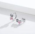wholesale 925 Sterling Silver Pink Crystal Sloth Huggie Hoop Earrings for Women and Teenagers-0-1