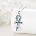 wholesale 925 Sterling Silver Abalone Shell Egyptian Ankh Cross with Eye of Horus Pendant for Women's Necklaces Gifts-0-3