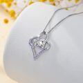 TOUPOP Sterling Silver Zirconia Heart Pendant Necklace-0-3