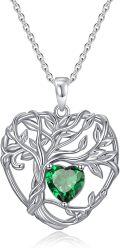 wholesale TOUPOP Tree Of Life Necklace Sterling Silver Emerald May Birthstone Pendant Necklace Irish Celtic Heart Tree Jewelry Birthday Christmas Gifts For Women Wife Girlfriend -0-0